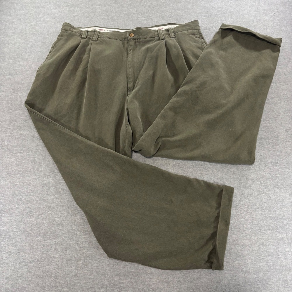 Tommy Bahama Relax Mens 40 Silk Pleated Pants Olive Green Straight Leg Trousers